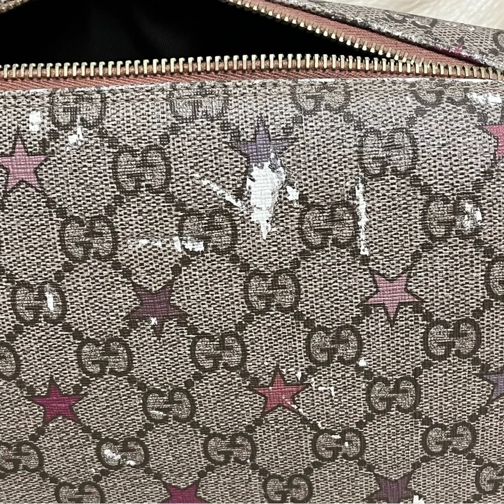 GUCCI SUPREME Star Print Zipper Cosmetic Pouch Make Up Bag
